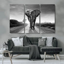 Black and White Elephant Wall Art Canvas Print