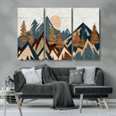 Abstract Wood Panel Effect Mountain Range Top Wall Art