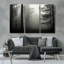Misty Forest Wall Art Premium Canvas Print a Foggy and