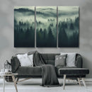 Misty Forest Wall Art Premium Canvas Print a Foggy and