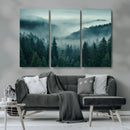 Captivating Misty Foggy Forest Wall Art Premium Canvas Print