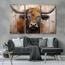 Scottish Highland Cow Cattle Art Print on Wood Style by MyGreatCanvas | Canvas Wall Art Prints | Photo Prints & Wall Decor
