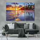 Serene Beach Sunset Wall Art Canvas- Coastal Seascape Print
