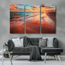 Sunset Beach Wall Art | Ocean Canvas Print | Coastal Wall