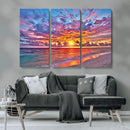 Vibrant Sunset Beach Wall Art - Ocean Sunset Canvas Print |