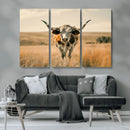 Texas Cow Longhorn Wall Art Canvas Print for Farm House Wall