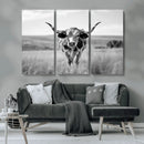 Texas Cow Longhorn Wall Art Canvas Print for Farm House Wall