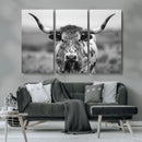 Texas Cow Longhorn Wall Art Canvas Print for Farm House Wall by MyGreatCanvas | Canvas Wall Art Prints | Photo Prints & Wall Decor