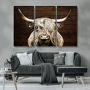 Highland Cow Wall Art Canvas Print, Rustic Farmhouse Decor,