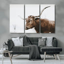 Rustic Bull Wall Art Canvas Print – Modern Longhorn