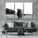 Black and White Highland Cow Wall Art Canvas Print | Rustic by MyGreatCanvas | Canvas Wall Art Prints | Photo Prints & Wall Decor