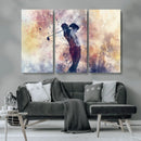 Abstract Watercolor Golf Player Wall Art Canvas Print
