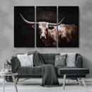 Texas Longhorn Wall Art Canvas Print | Western Ranch Decor |