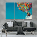 Carl Fredricksen, Up Movie Wall Art, Colorful Balloon House