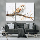 Barn Owl Wall Art on Branch | Stunning Canvas Print for