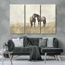Chines Style Grunge Horses Wall Art Canvas Print