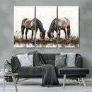 Chines Ink Style Horses Wall Art Canvas Print