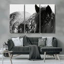 Black Horse in Snow Canvas Print | Winter Horse Wall Art |