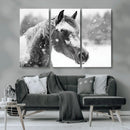 Black Horse Winter Wall Art | Ready to Hang and Framed |