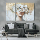 Golden Petal Wall Art - Canvas Print Flower Head Woman