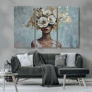 Golden Petal Wall Art - Petal Silhouette Woman Wall Art by MyGreatCanvas | Canvas Wall Art Prints | Photo Prints & Wall Decor