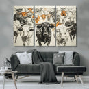 Texas Longhorn Wall Art Canvas Print – Herd Abstract Cow by MyGreatCanvas | Canvas Wall Art Prints | Photo Prints & Wall Decor