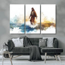 Watercolor Jesus Walking Wall Art Print, Jesus Water Canvas