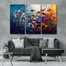 Vibrant Abstract Fish Swarm Art – Colorful Fish Inspired