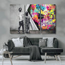 Banksy Print - Street Art Canvas Wall Art - Kids Revealing