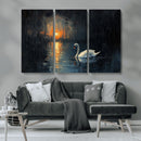 Abstract Swan on Water Wall Art Canvas Print - Elegant