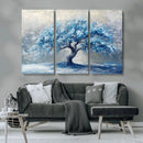 Abstract Blue Tree Art Canvas Print, Majestic Tree Wall Art