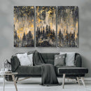 Golden Forest Abstract Wall Art | Dark Forest with Gold