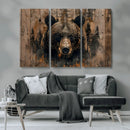 Rustic Grizzly 399 Wall Art | Triptych Canvas Print | Rustic