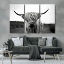 Highland Cow Wall Art | Black and White Farmhouse Decor |