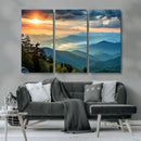 Sunrise Over Mountain Range Wall Art Canvas Print, Farmhouse