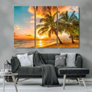 Tropical Sunset Beach Canvas Wall Art Print – Vibrant Palm by MyGreatCanvas | Canvas Wall Art Prints | Photo Prints & Wall Decor