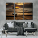 Stones on Wooden Pier at Sunset Canvas Print, Serene Coastal by MyGreatCanvas | Canvas Wall Art Prints | Photo Prints & Wall Decor