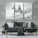 Large Wall Art Canvas Print – Beautiful Running White Horses