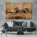 Large Wall Art Canvas Print – Two Running Brown Horses