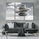 Still Life Black and White Zen Stones Wall Art Canvas,