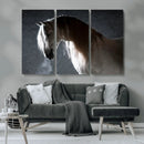 Large Wall Art Cream Colored Horse on Grey Background Canvas