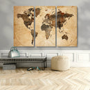 Push Pin World Map Canvas Print – Framed Travel Tracker Wall