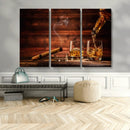 Whiskey and Cigar Wall Art Canvas | 3 Panel Bar Room Decor by MyGreatCanvas | Canvas Wall Art Prints | Photo Prints & Wall Decor