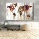 Vintage World Map Canvas Wall Art Print, Warm Tone Global