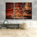 Whiskey and Cigar Canvas Wall Art | 3 Panel Bar Room Decor by MyGreatCanvas | Canvas Wall Art Prints | Photo Prints & Wall Decor