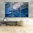 Navy Blue Canvas Art Abstract Print – Elegant Triptych