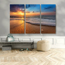 Sunset and Beach at Night Wall Art Canvas Print