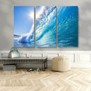 Blue Big Wave Surfing Ocean Canvas Wall Art Artwork Print