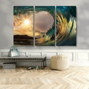 Golden Wave Sunset Canvas Print – Large Coastal Wall Art for
