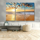 Golden Sunset Beach Print Canvas Wall Art, Giclee Canvas